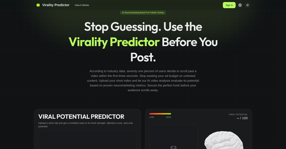Virality Predictor website