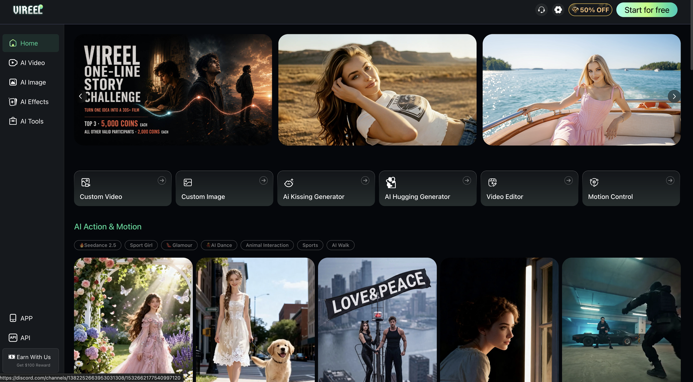 Vireel AI Image to Image Generator website