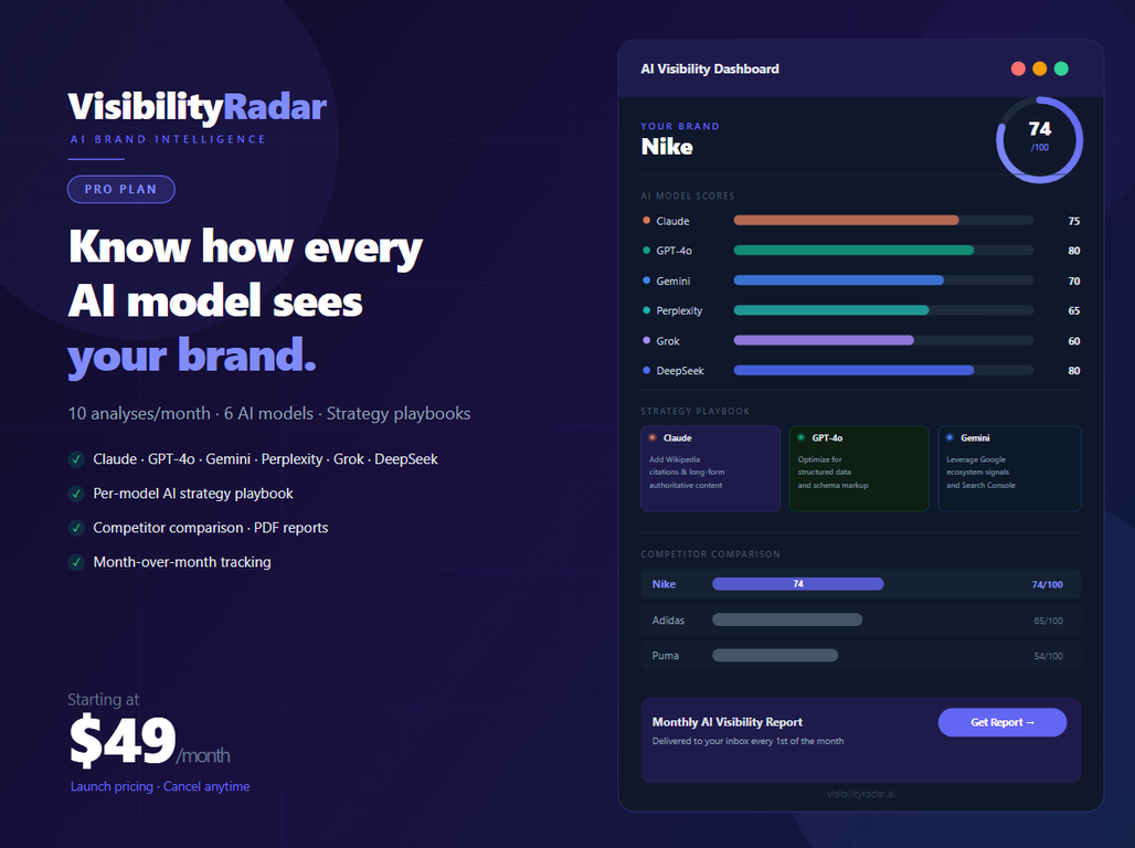VisibilityRadar website