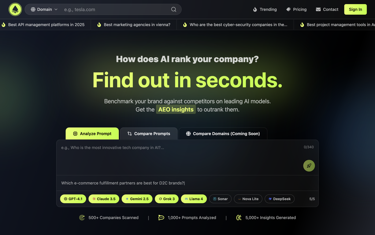 AI Visibility Rank website