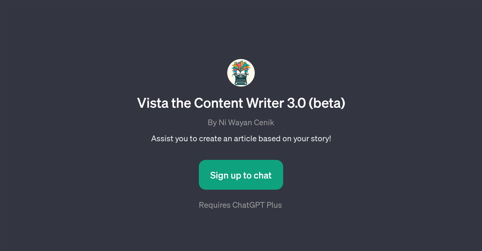Vista the Content Writer 3.0 (beta) website
