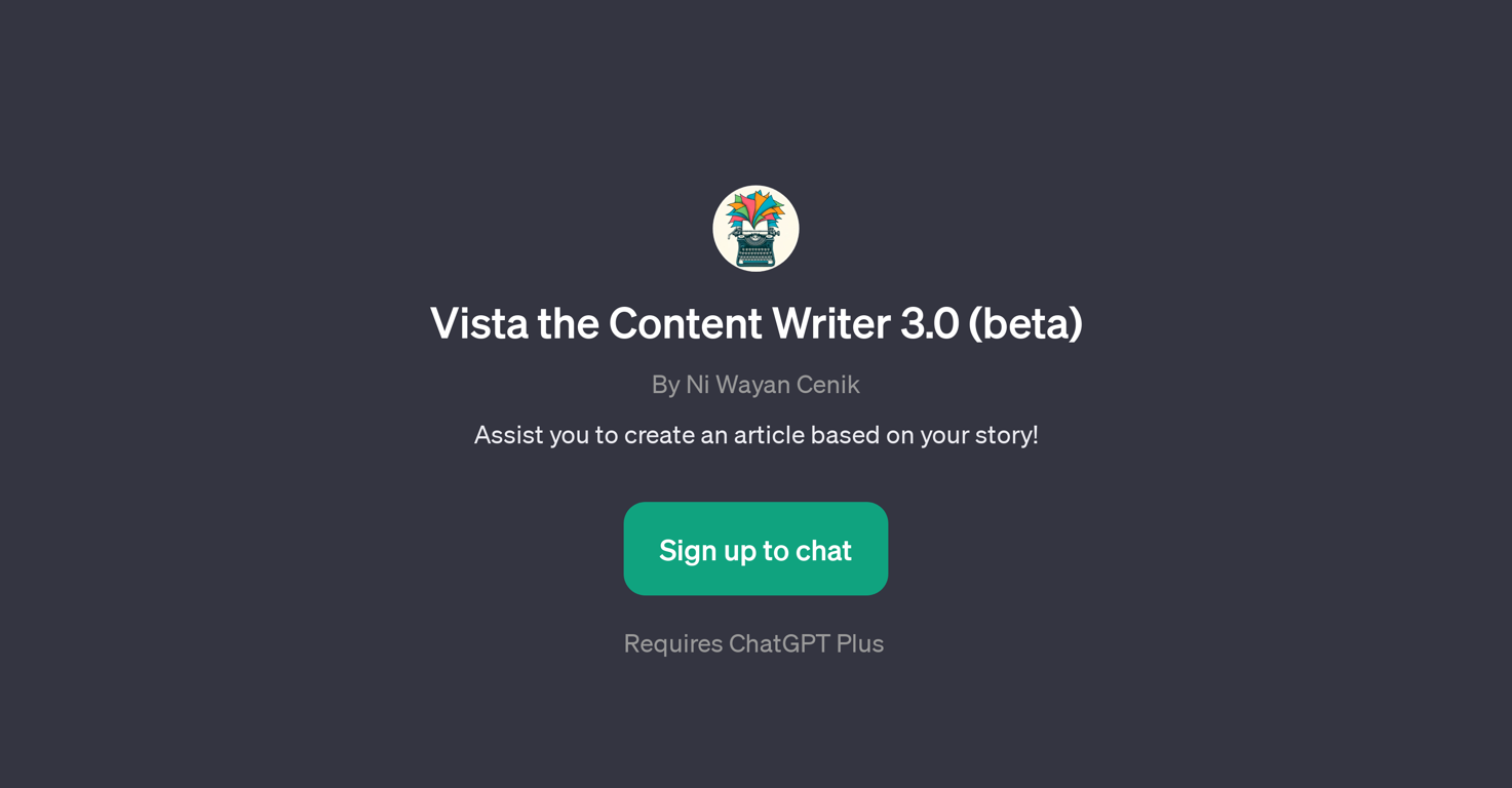 Vista the Content Writer 3.0 (beta) website