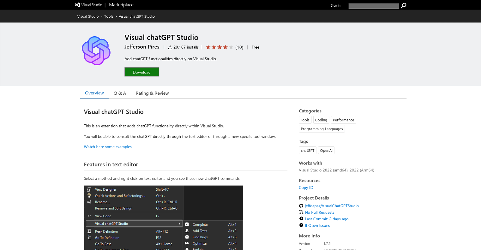Visual chatGPT Studio website