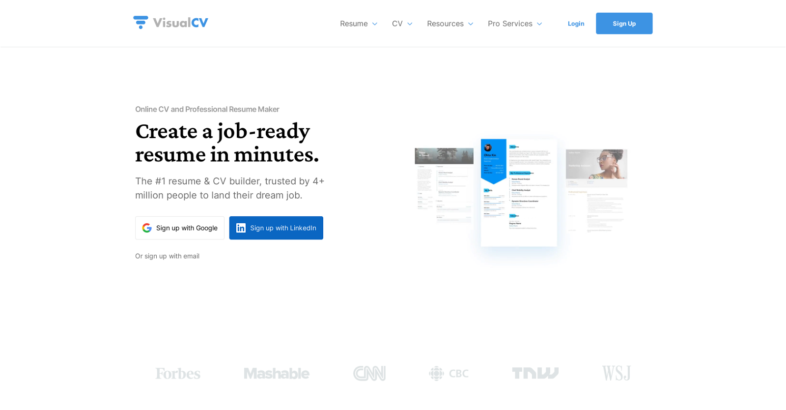 VisualCV website