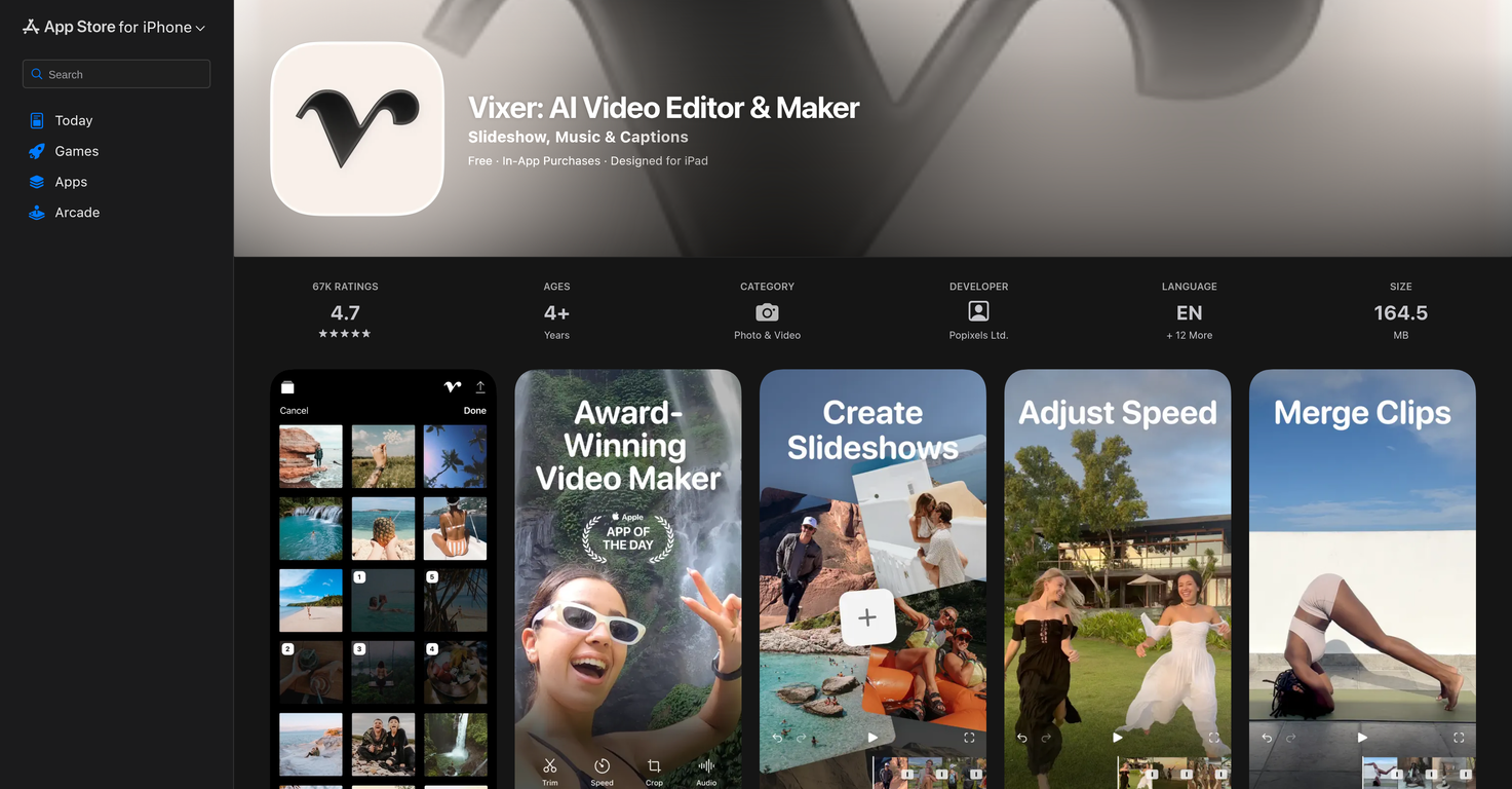 Vixer: AI Video Editor website