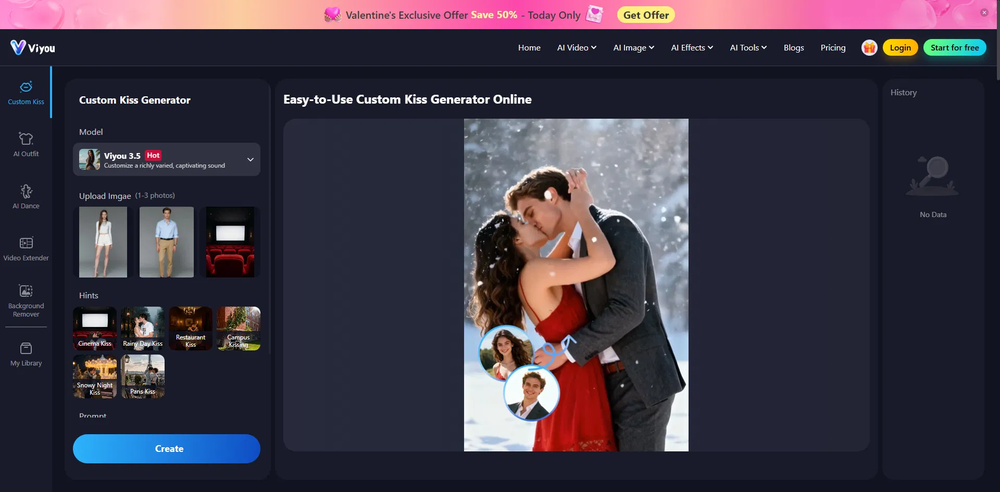 Viyou - Custom Kiss Generator website