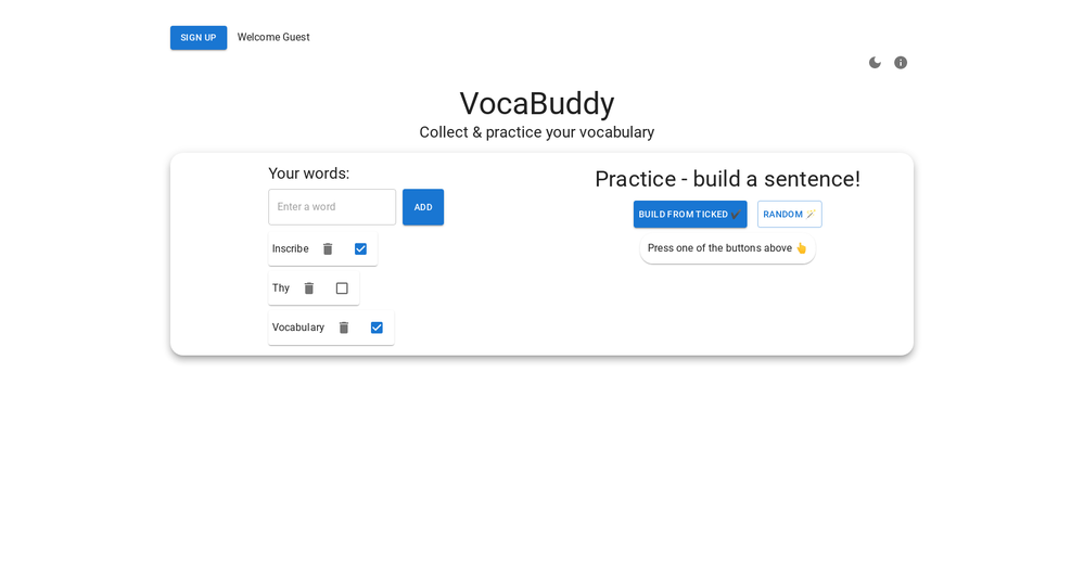 VocaBuddy website