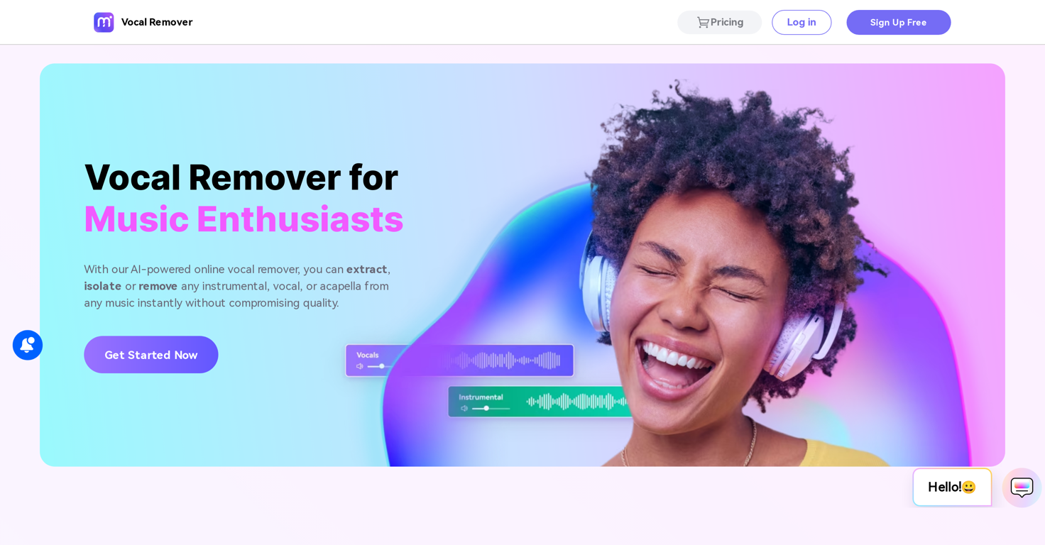 Vocal Remover by Media.io website
