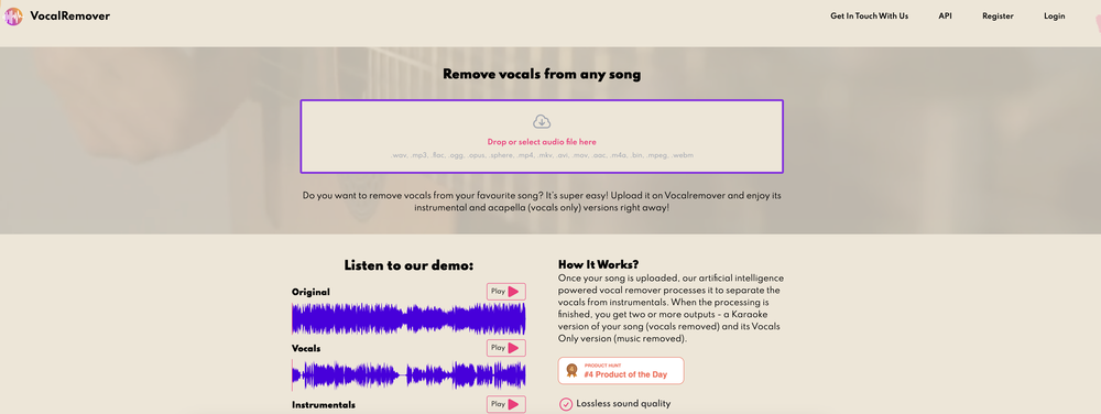 Vocalremover website
