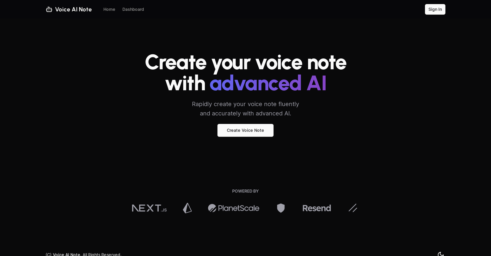 Voice AI Note website