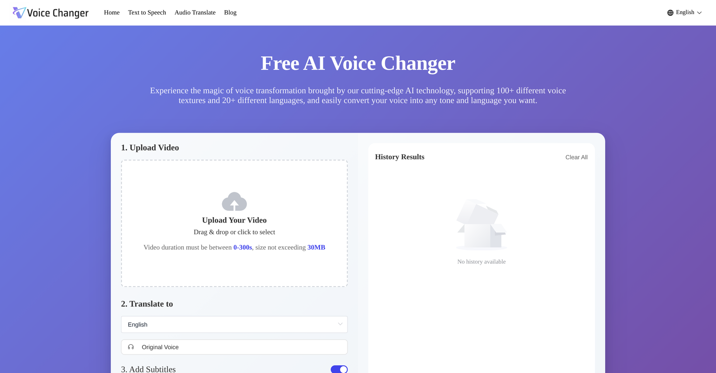 Voice Changer.video website