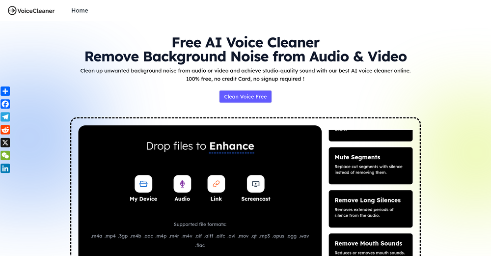 Voice Cleaner AI website