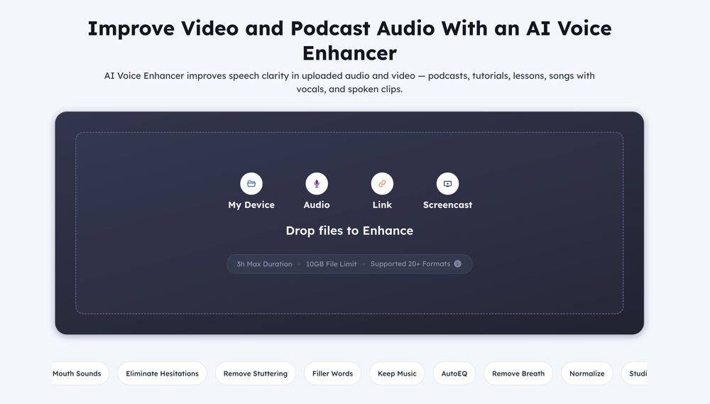 Voice Enhancer.ai website