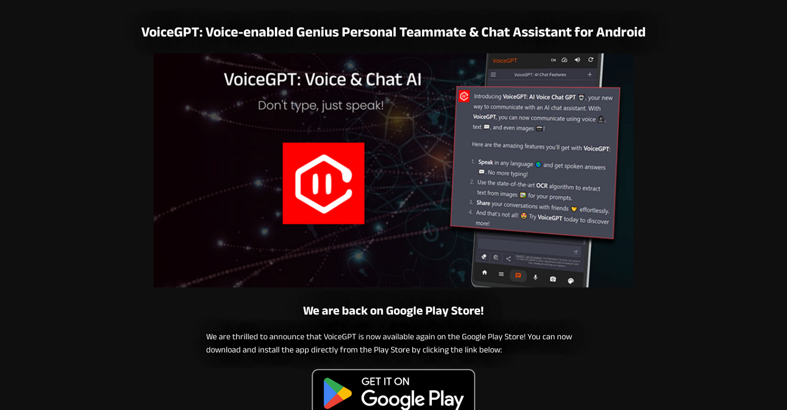 VoiceGPT website