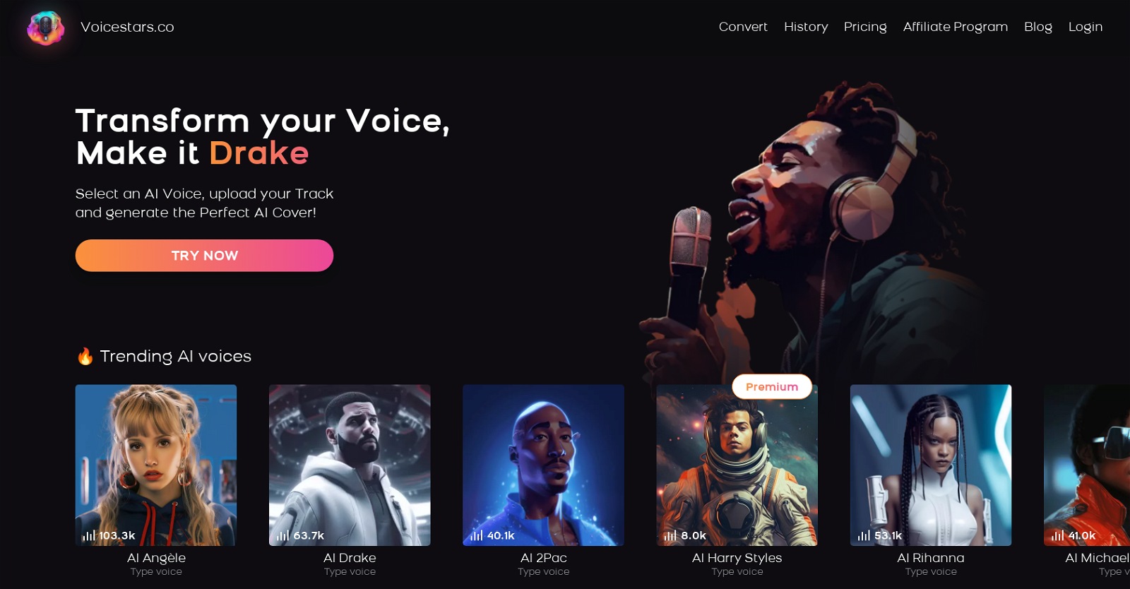 Voicestars website