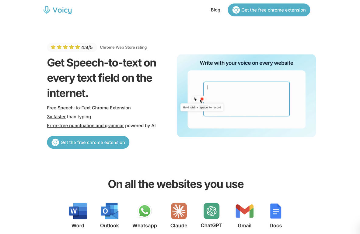 Voicy Speech to Text website