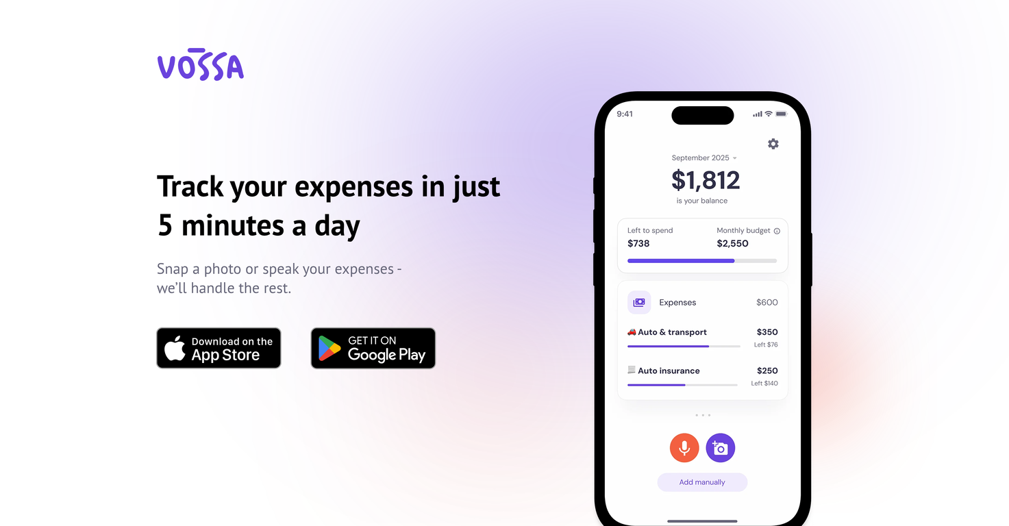 Vossa: AI expense tracker website