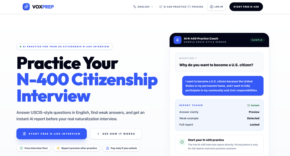 VoxPrep AI website