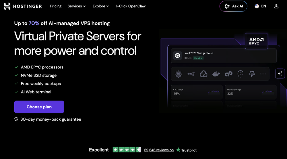 VPS Hosting | Hostinger website