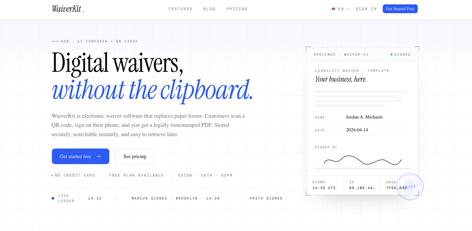 WaiverKit website