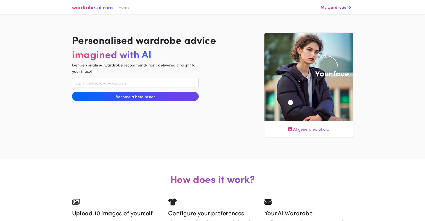 Wardrobe AI website