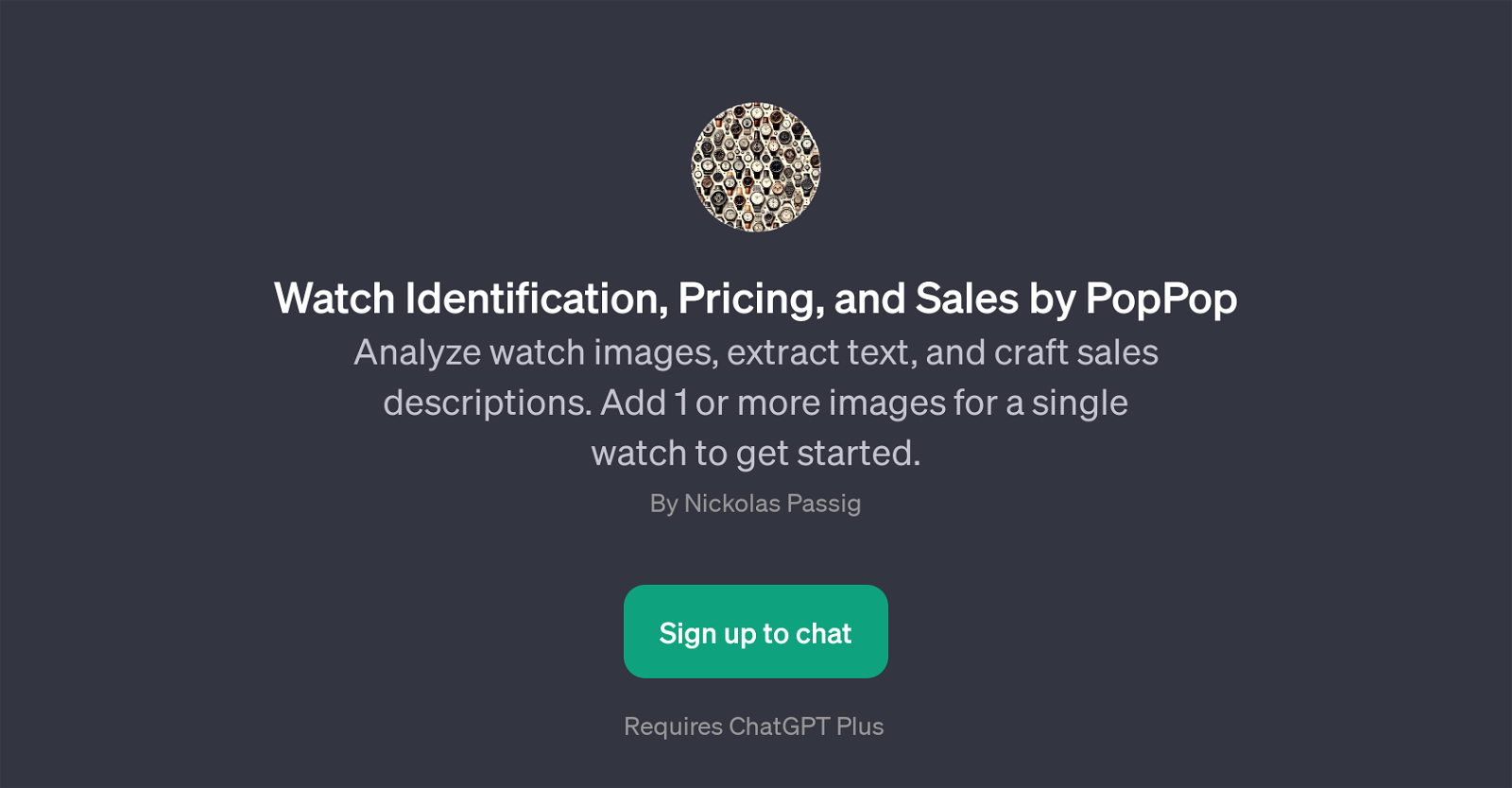 Watch Identification, Pricing, and Sales by PopPop website