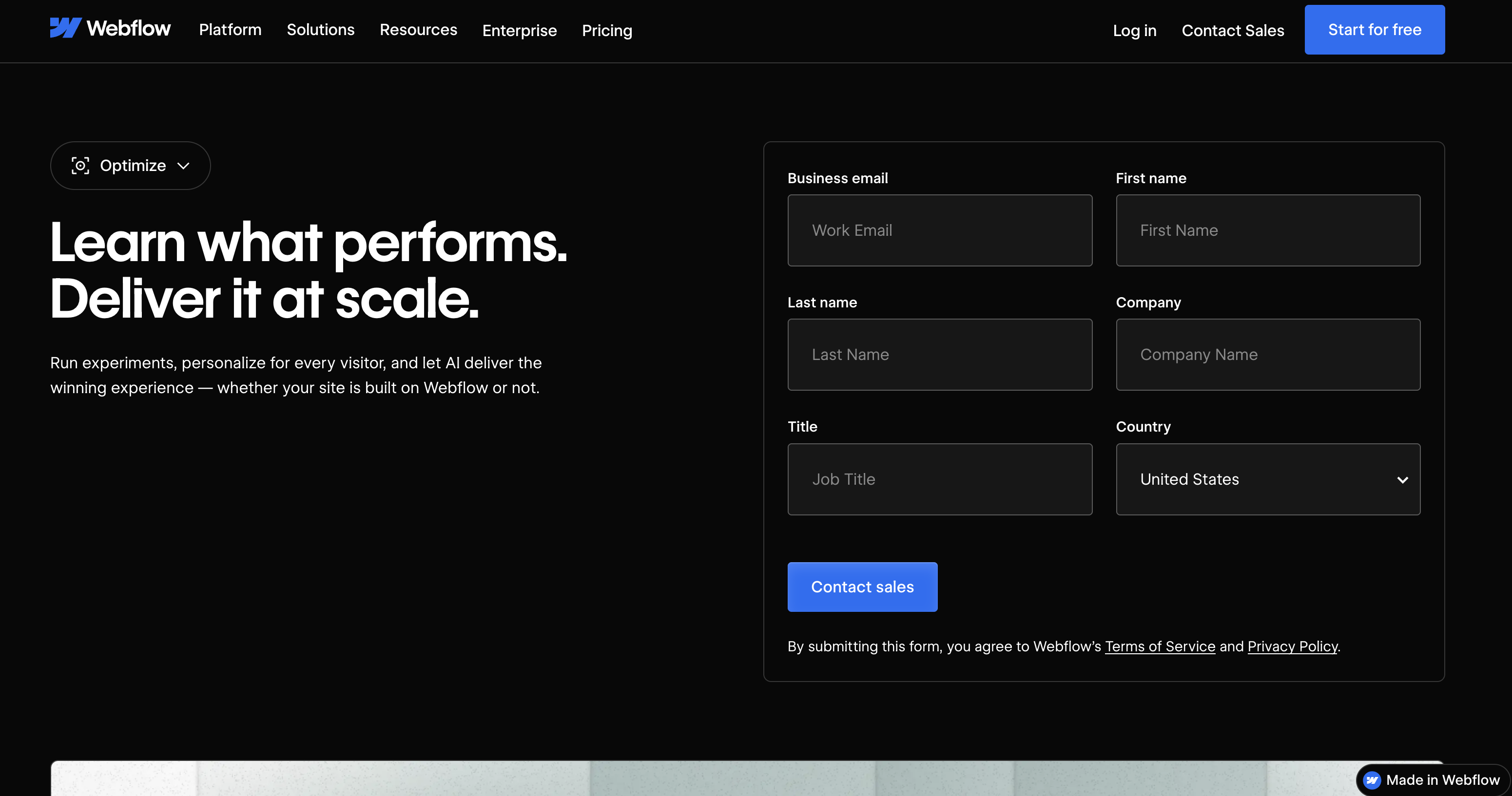 Webflow - AI Tool For Website optimization