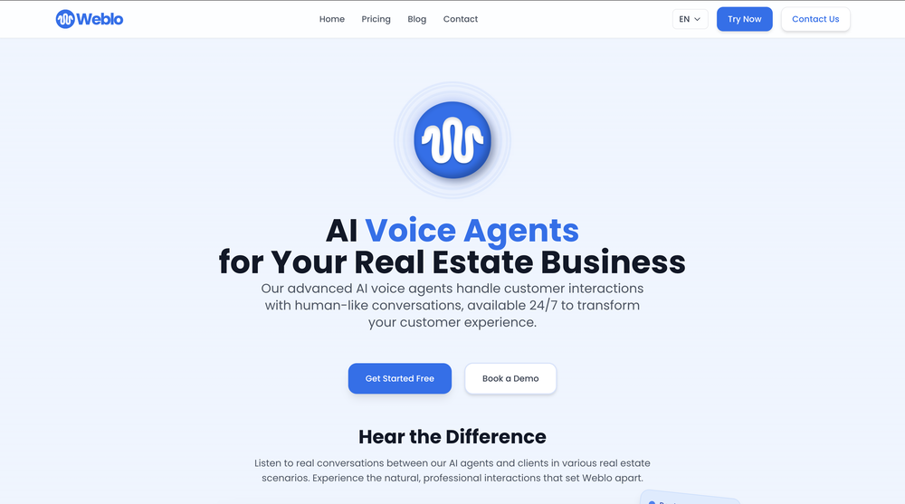 Weblo AI website