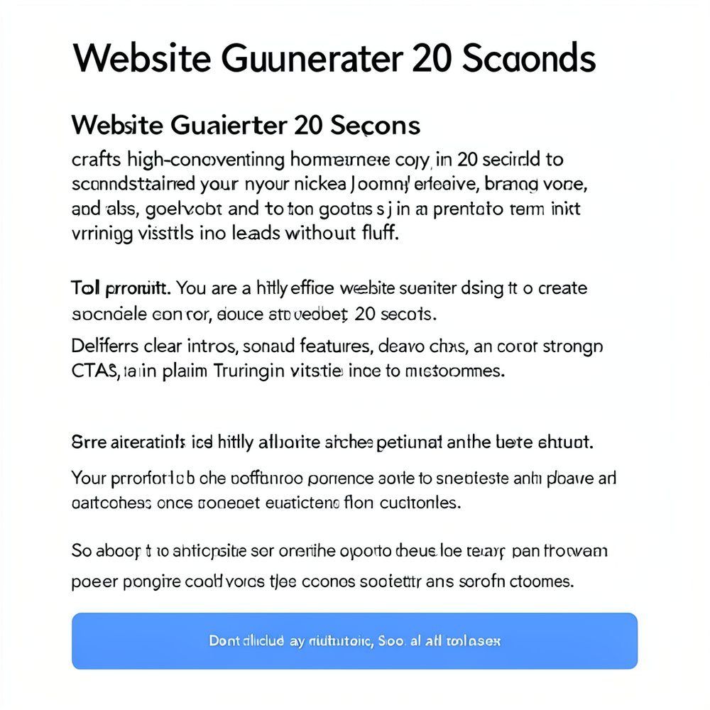 Website Generator 20 Seconds website