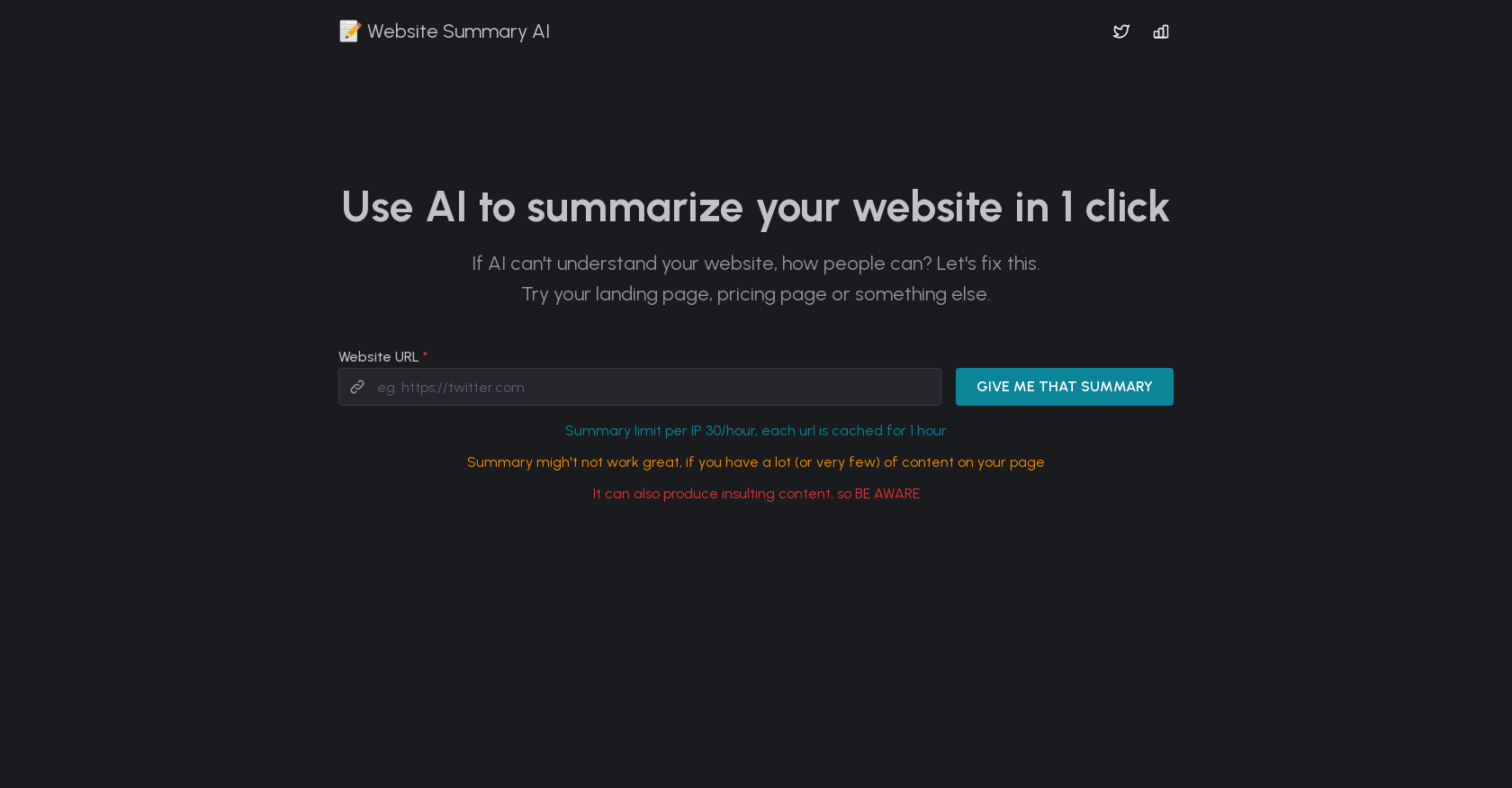 Website Summary AI website