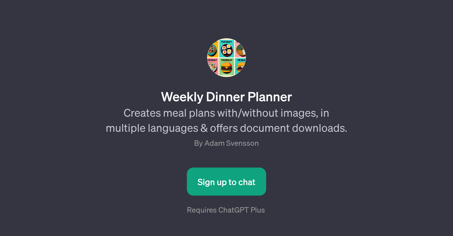 Weekly Dinner Planner website