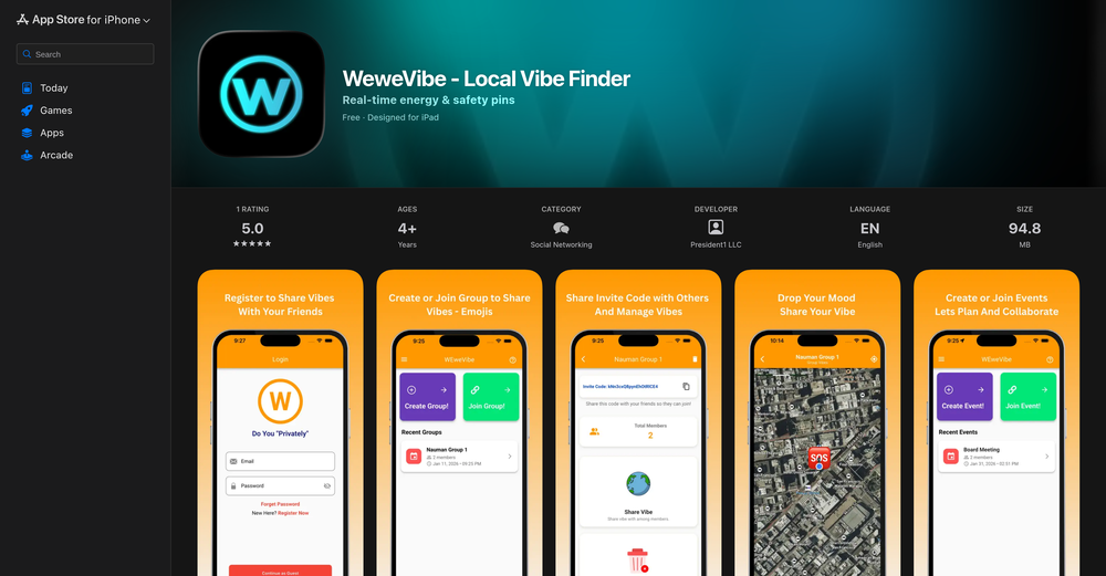 WeweVibe - Local Vibe Finder website