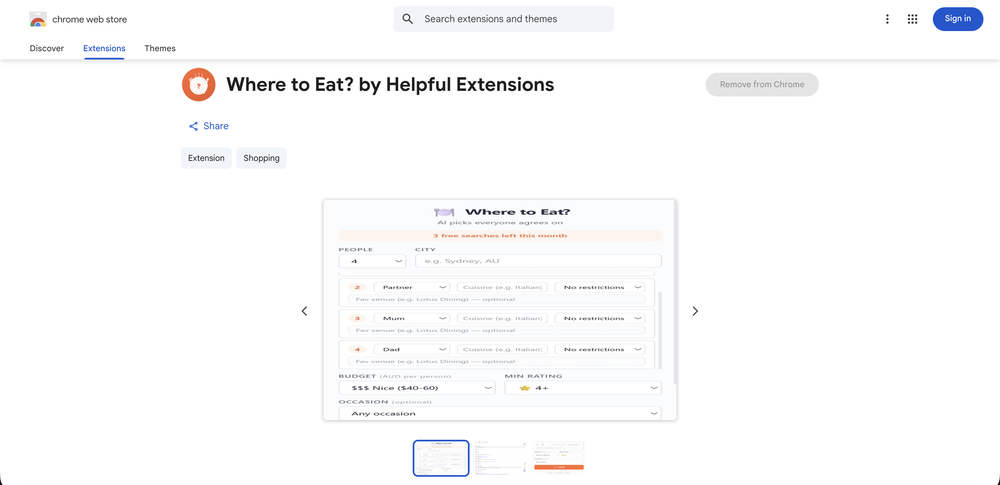 Where to Eat? website
