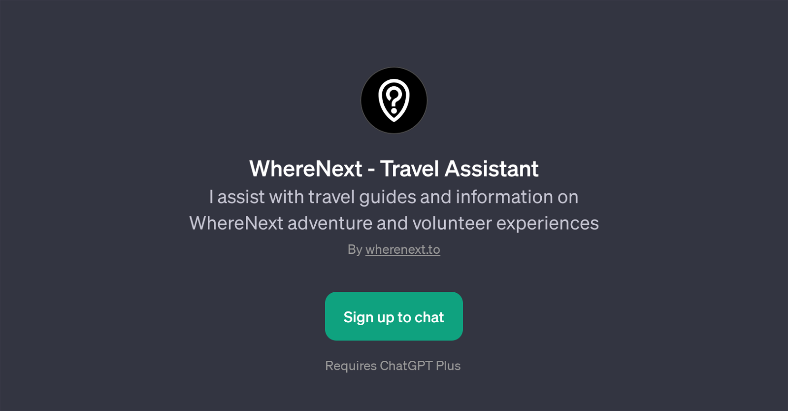 WhereNext - Travel Assistant website