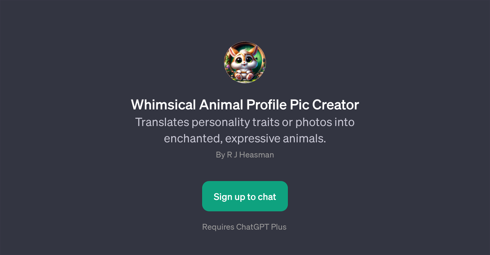Whimsical Animal Profile Pic Creator website