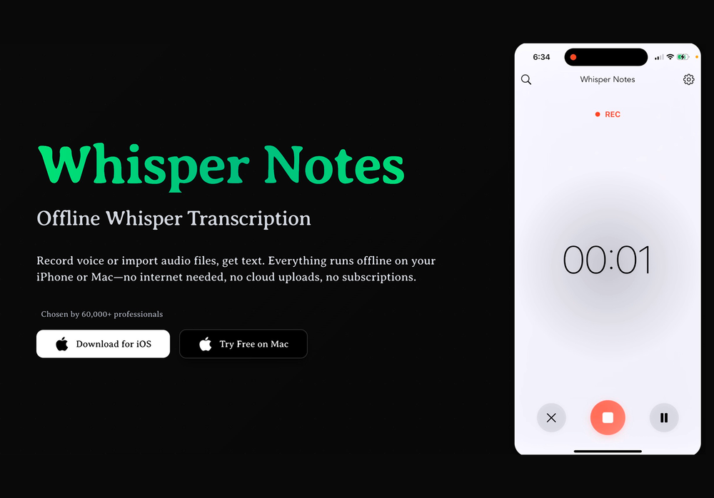 Whisper Notes website
