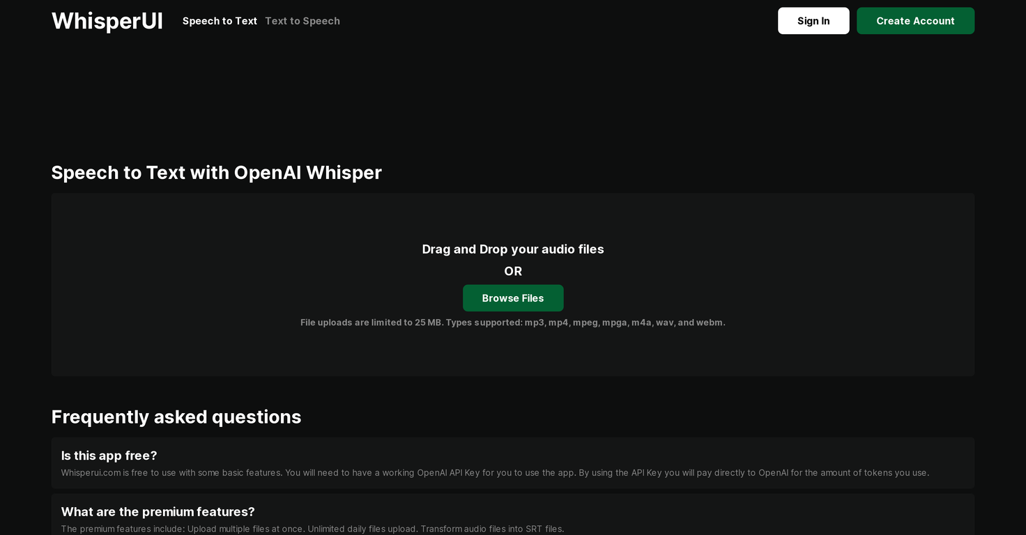 WhisperUI website