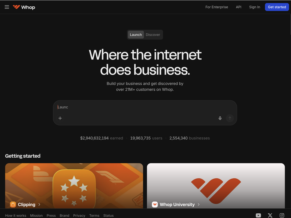 Whop website