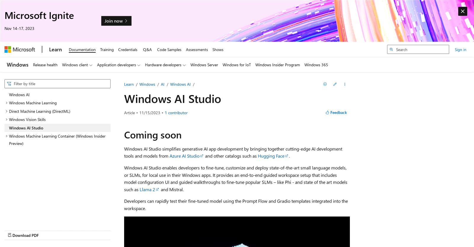 Windows AI Studio website