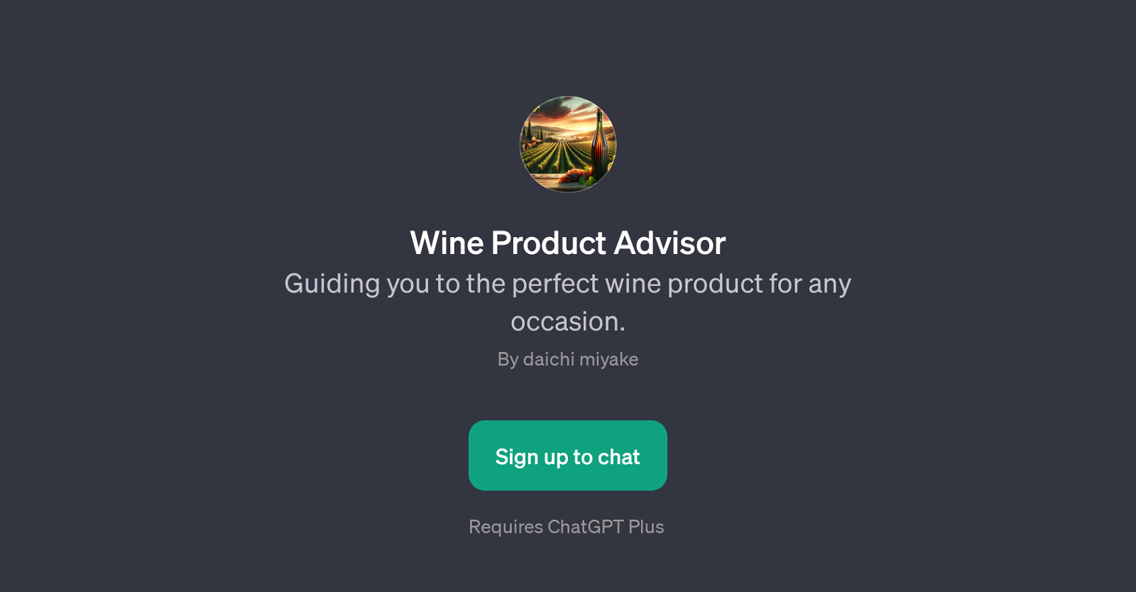Wine Product Advisor website