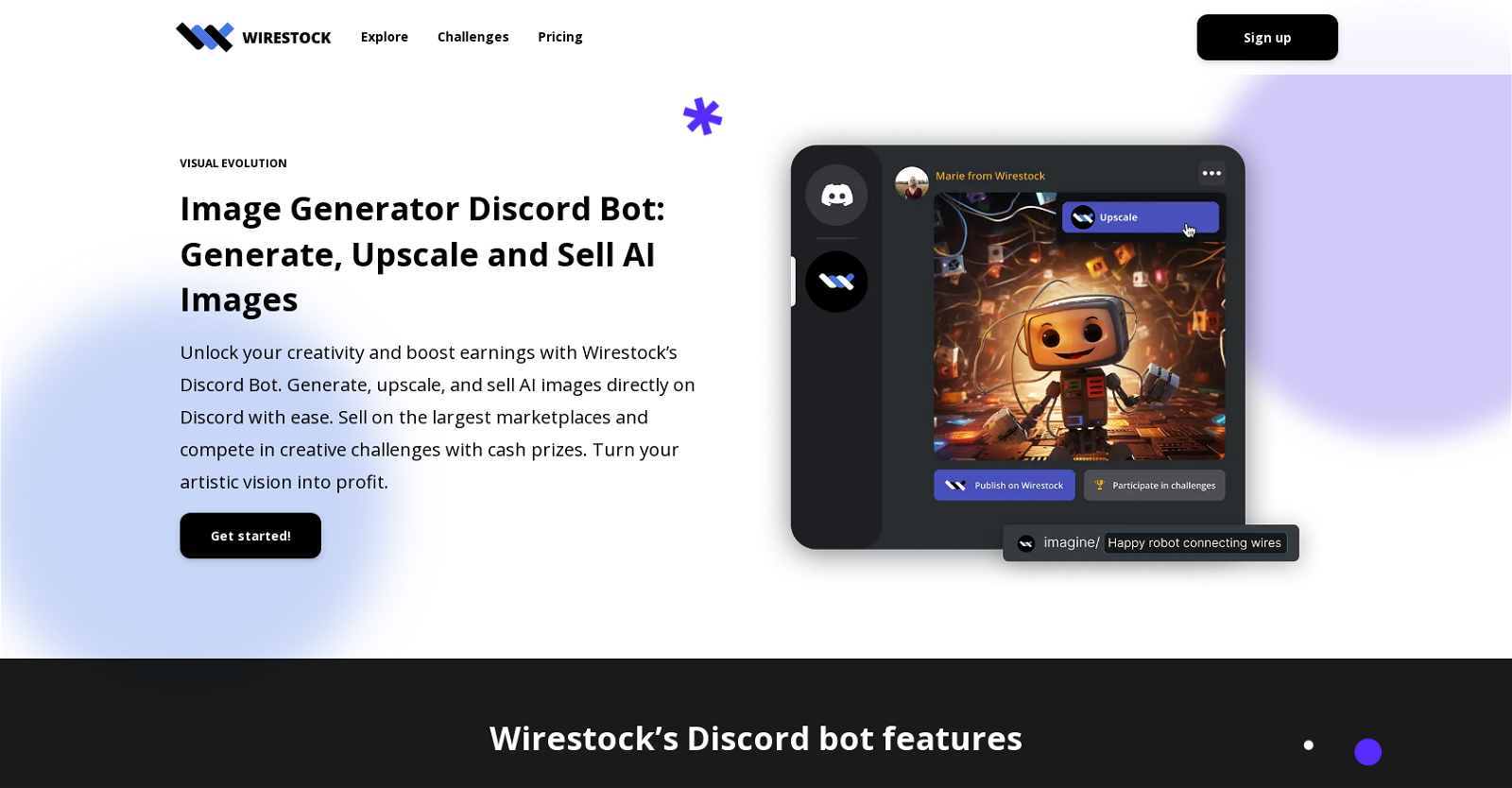 Wirestock Discord Bot website
