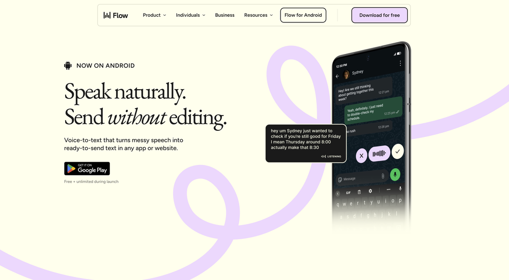 Wispr Flow website