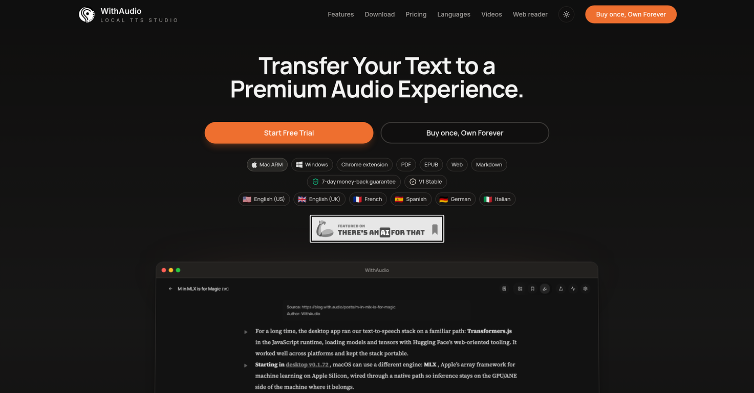 WithAudio website