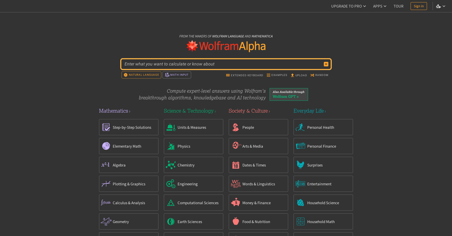 Wolframalpha website