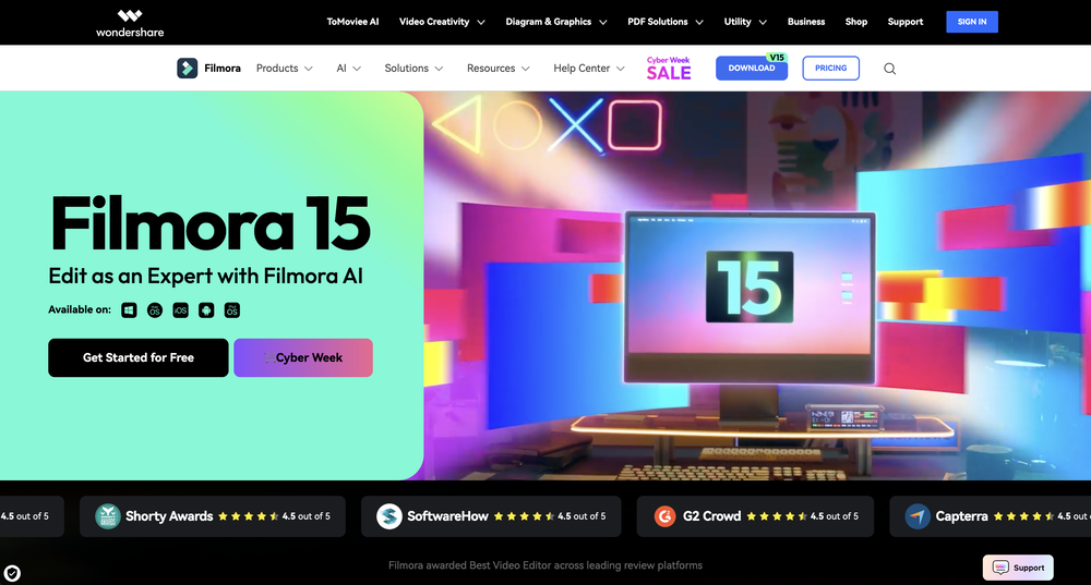 Wondershare Filmora website