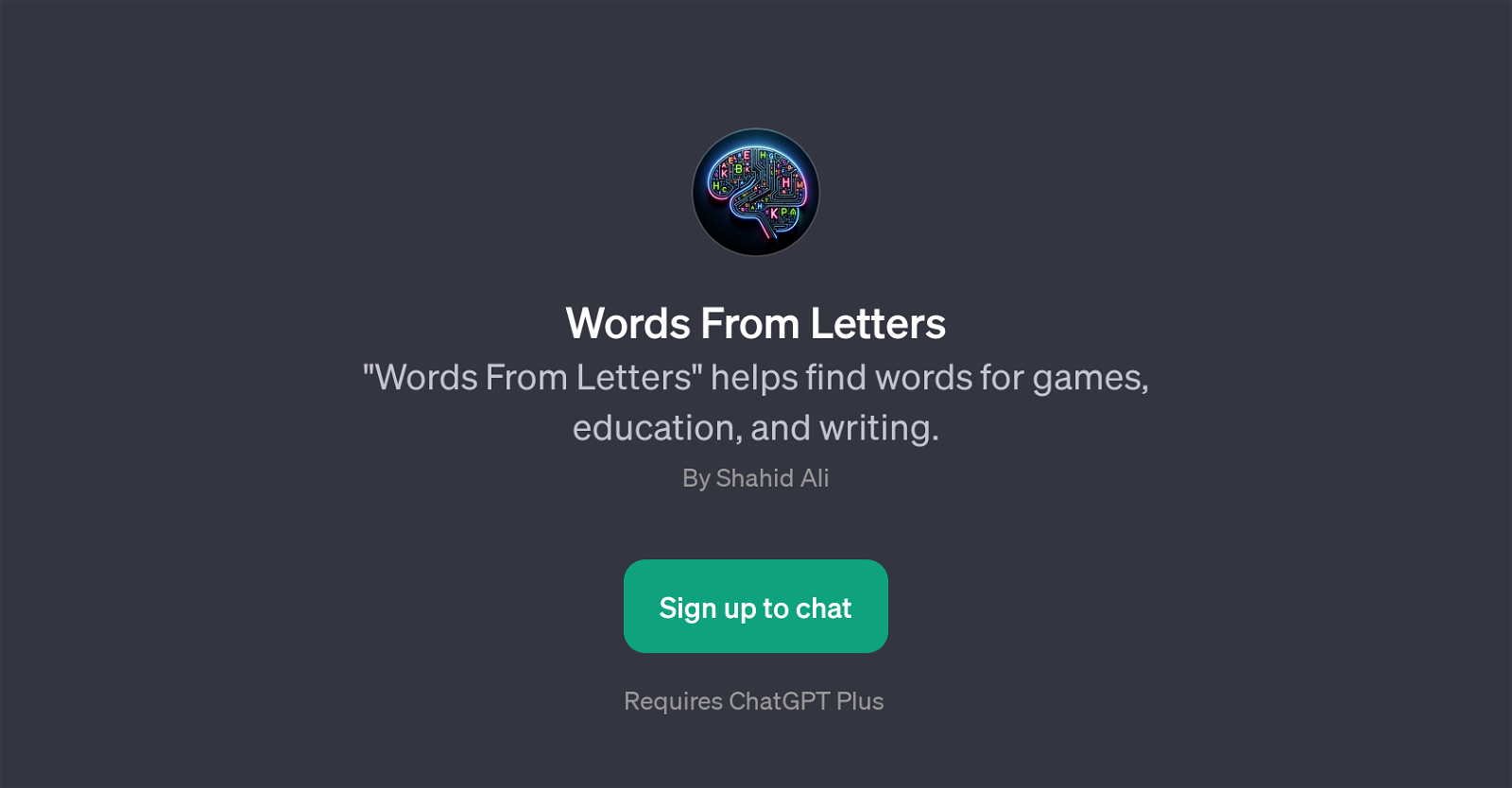 Words From Letters website