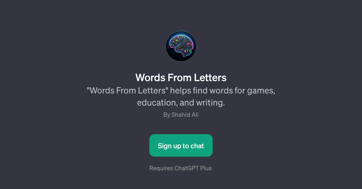 Words From Letters website