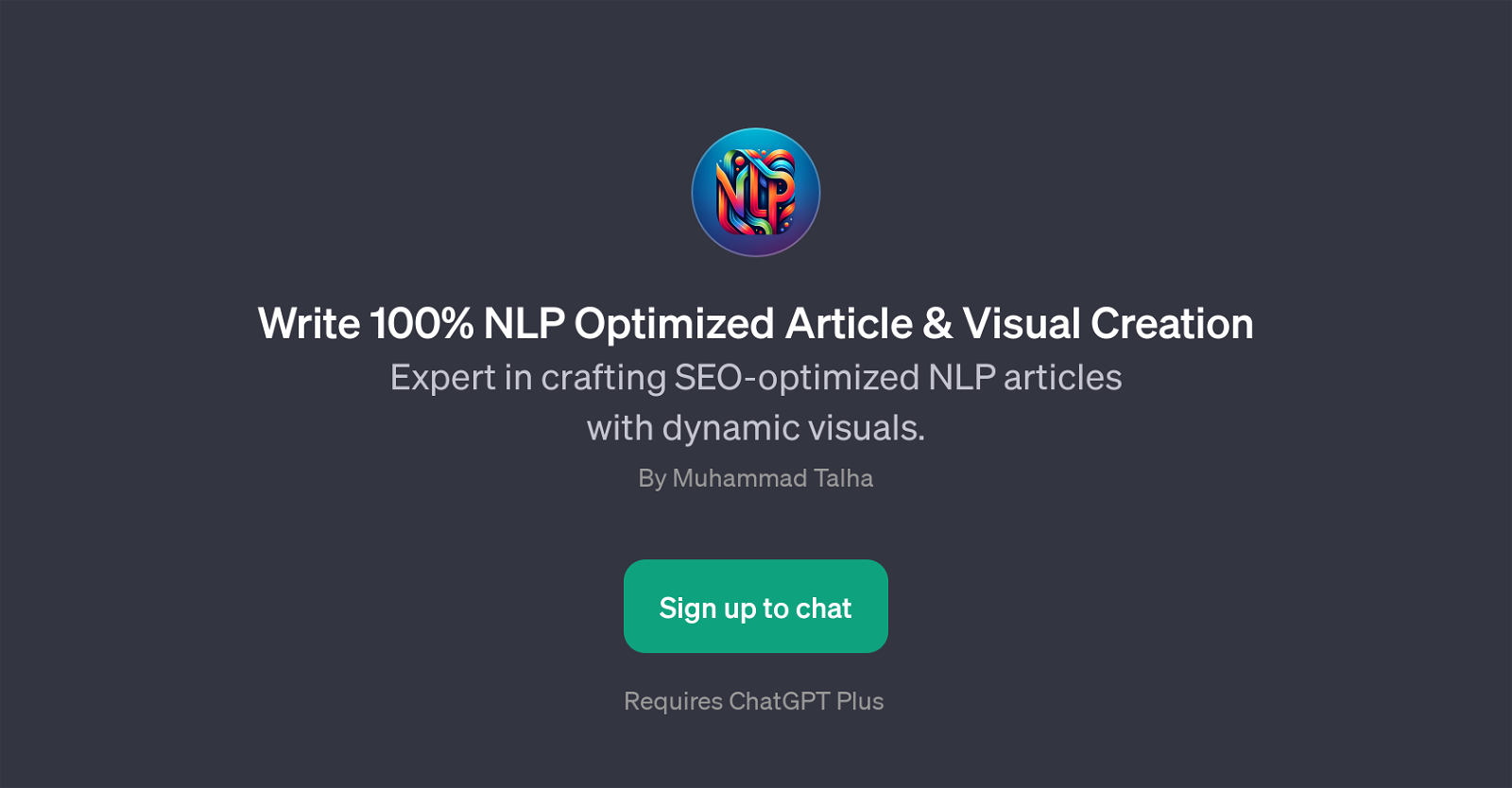 Write 100% NLP Optimized Article & Visual Creation website