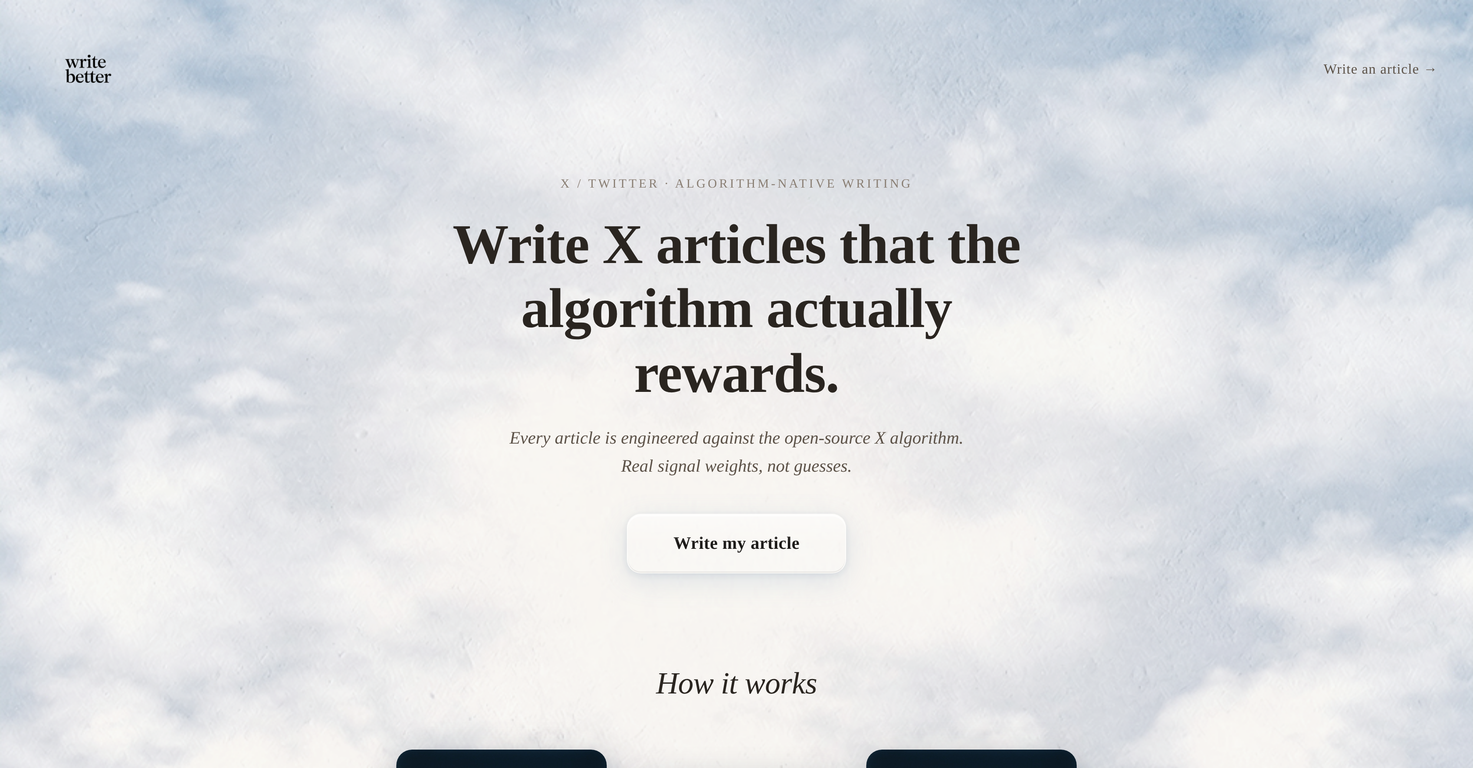 write better  X articles website