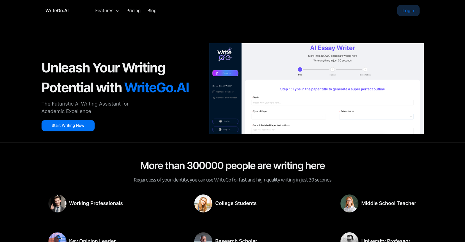 WriteGo website